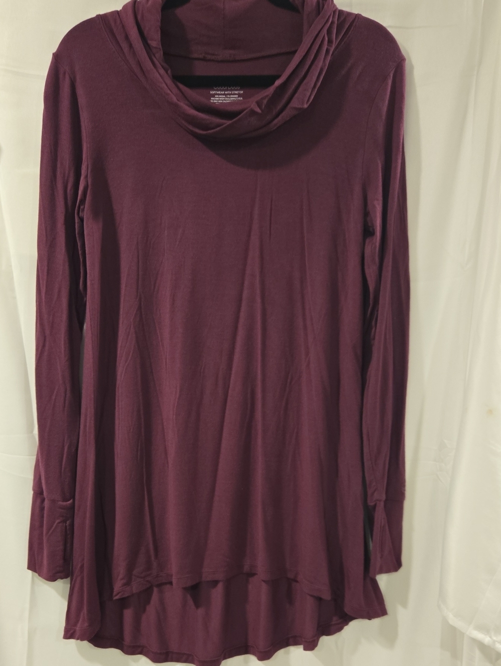 Cuddl Duds Softwear with Stretch Cowl Neck Tunic in Burgundy